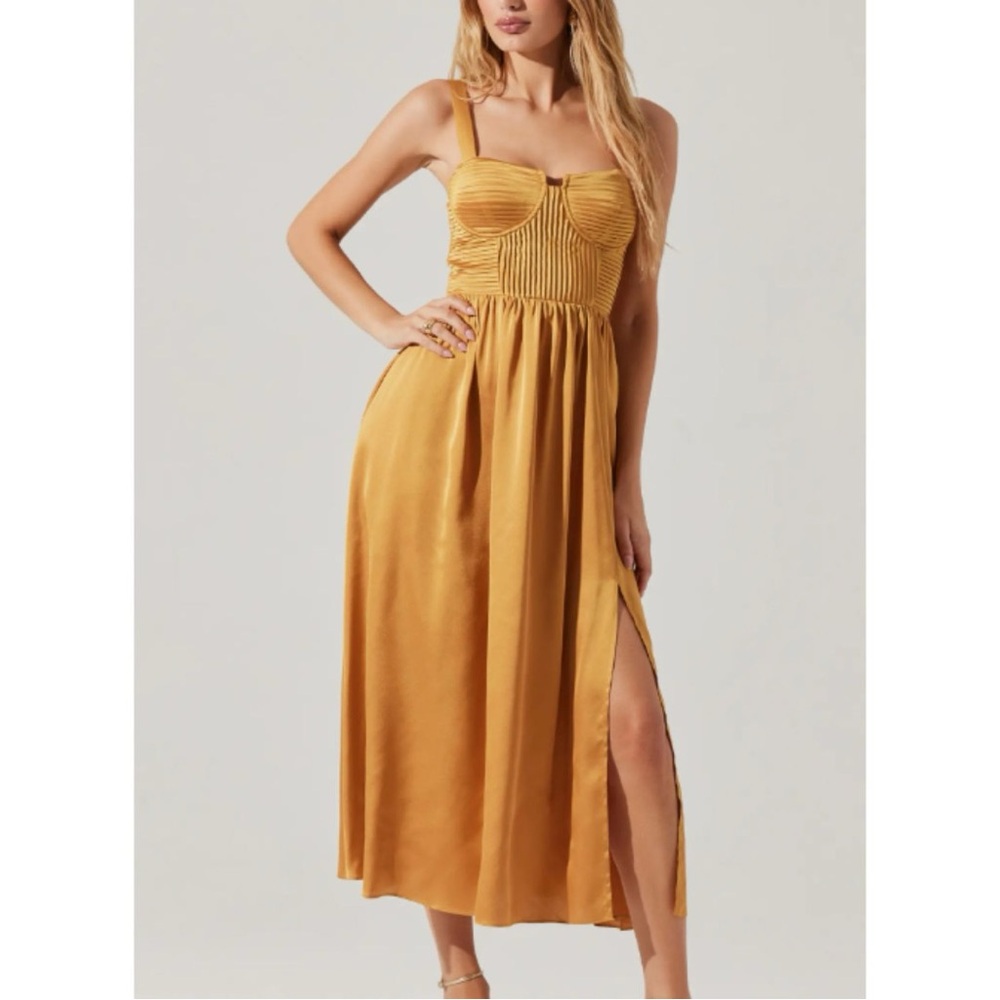 Astr Shimmering Gold Pleated Blouse